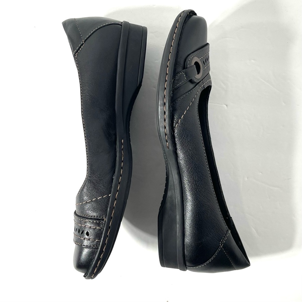 Clarks Bendables Black Leather Slip-On Shoes Size 9 - Picture 5 of 12